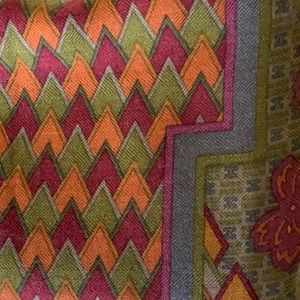 HERMES cashmere 140 cm shawl olive/burgundy/orange/blue